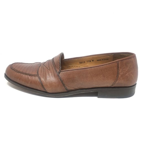 Magnanni Loafers Shoes Size 11.5 Brown Full Lizard main image 8